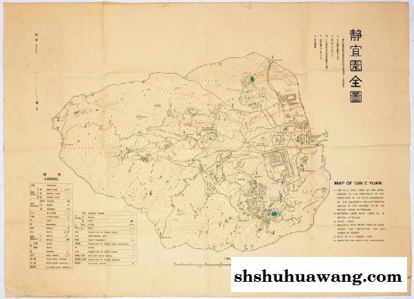 0672古地图1920 静宜园全图 陈安澜测绘。纸本大小65.29*90.2厘米。宣纸艺术微喷复制