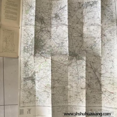 1961年大英军械测量局出品老式地形图 Ordnance Survey one inch map 背面是布面 等高线地图 精美英国老地图