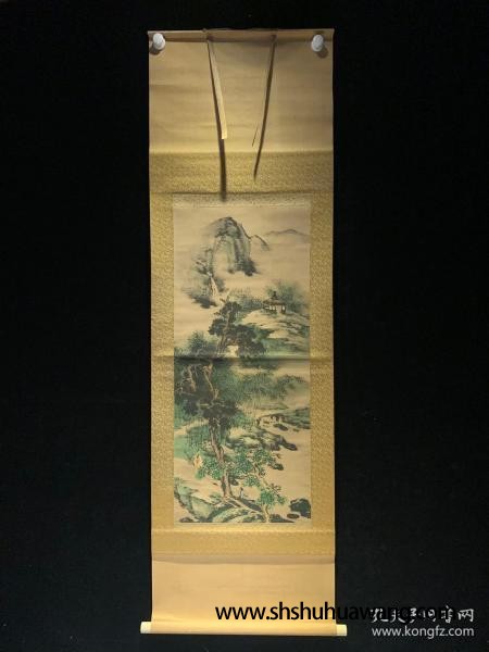 人物山水 包邮 民国清代老字画浮世绘日本春茶室书房挂轴2236