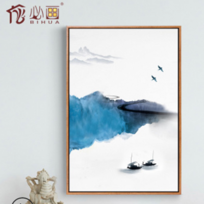 新中式水墨山水画过道装饰画 客厅书房办公室挂画玄关中国风壁画