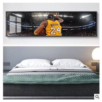 NBA体育明星现代简约装饰画乔丹科比蓝球球星挂画客厅横幅壁画