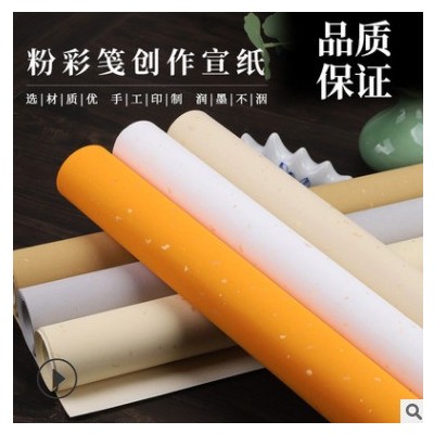 彩色加厚粉彩洒金宣纸半生半熟作品纸毛笔字书法专用纸仿古龙纹四