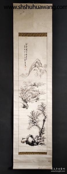 D130：回流手绘山水人物图(日本回流书画.回流老画.老字画)