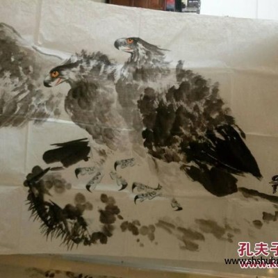 著名画家 刘西京 花鸟 尺寸：306*95