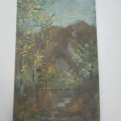 木制 风景 油画一幅 尺寸27/15厘米