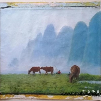 老油画《w yu bin》早期作品，作者自查，保真手绘