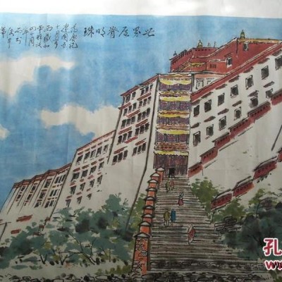 1999年“老书籍装帧、编审陆本瑞绘《西藏布达拉宫》”水彩画一大张
