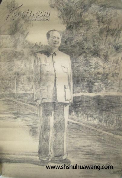 六七十年代 水粉画稿7 素描 毛主席