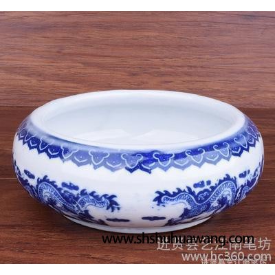 新款青花小号陶瓷毛笔笔洗茶洗陶瓷茶具文房四宝配件艺江南