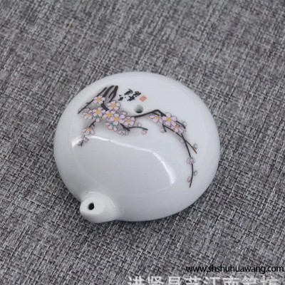 景德镇陶瓷手绘青花砚滴水滴书法国画用文房四宝磨墨条用