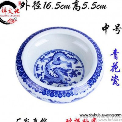 直销 景德镇陶瓷毛笔笔洗 文房书法中号青花瓷毛笔笔洗