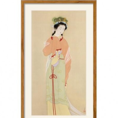 新中式古风客厅装饰画仕女花卉工笔画餐厅玄关书房竖版挂画壁画