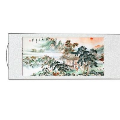 山水画字画风水靠山名人字画新中式背景墙画客厅装饰画办公室挂画