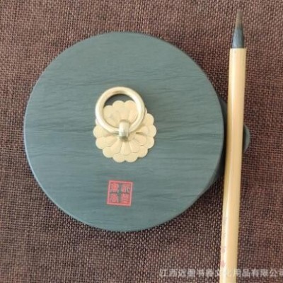火锅砚双圈保湿带笔搁砚台歙砚墨条