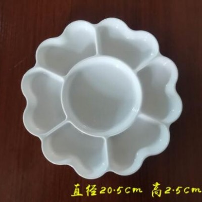 仿瓷梅花调色盘圆型塑料颜料盘 颜料美术用品国画调色盘调色用品