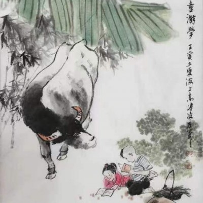 牧童游学 ：作者：高健凌 68x45（cm）5000元