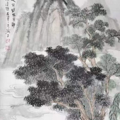 好山如神人可望乐可即：作者：高健凌 68x45(cm）3000元