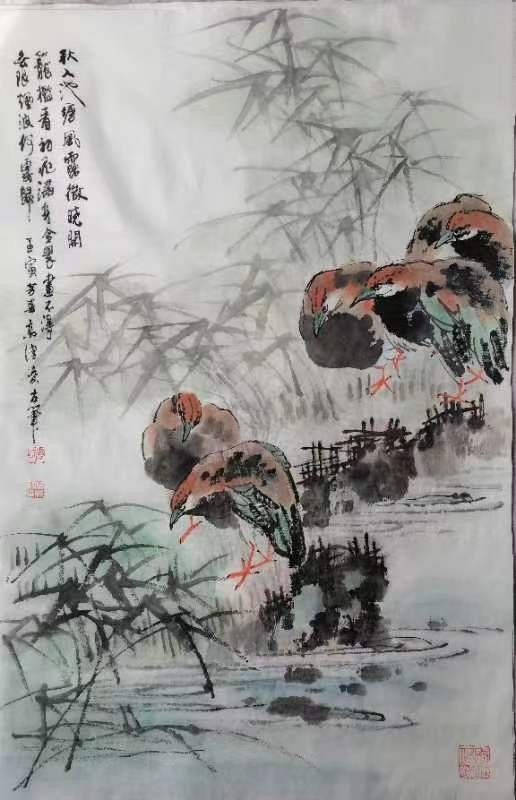 秋入池塘风露微：作者：高健凌 68x45(cm）3000元