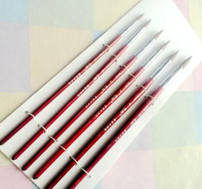 厂家直供 红色6支狼嚎油画笔 狼毫毛多头画笔美术用品