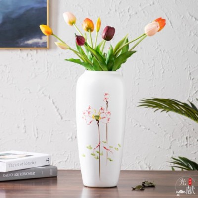 景德镇新中式桌面陶瓷花瓶干花插花器客厅玄关手绘花瓶摆件工艺品