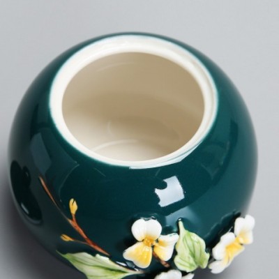 景德镇青瓷茶叶罐陶瓷器密封罐创意拈花罐客厅摆件储物两用花茶罐