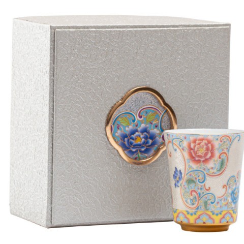 银掐丝万花主人杯家用品茗杯珐琅彩宫廷风功夫茶杯闻香杯礼盒装茶