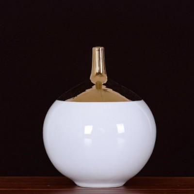 创意工艺陶瓷现代轻奢镀金陶瓷花瓶摆件中式客厅装饰柜摆饰品