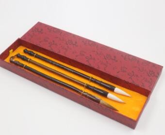 毛笔空盒子可放三支笔LOGO订制工艺礼品包装盒