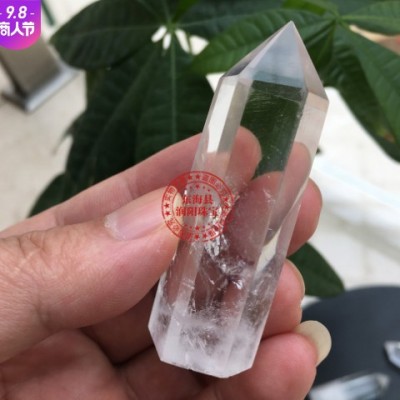 厂家批发价天然白水晶柱原石打磨工艺品能量石六棱单尖柱摆件