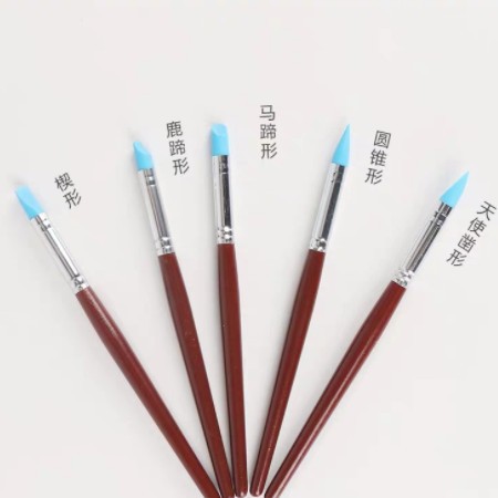 跨境美甲硅胶笔5支套装 压痕笔橡皮笔美术留白液画笔泥塑陶艺工具